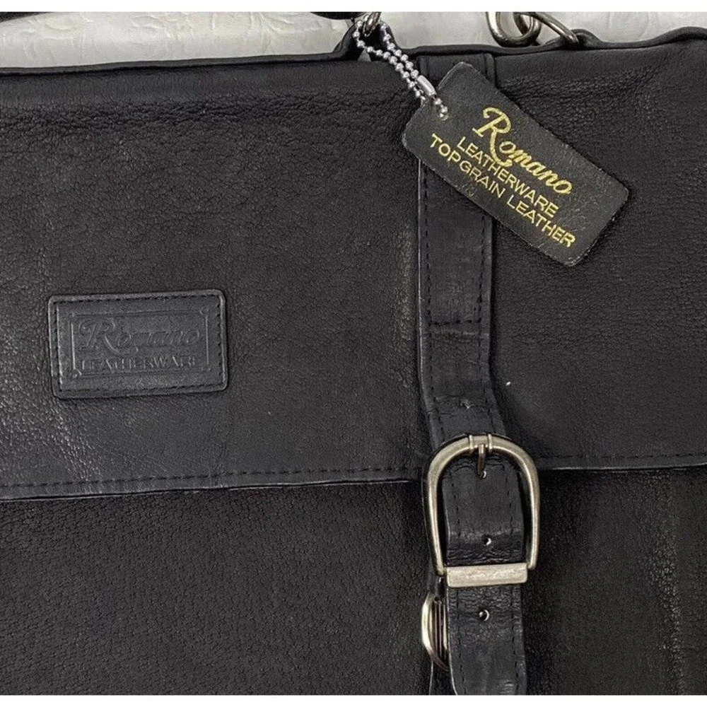 Roma Black Leather Briefcase - Men Bags Briefcases